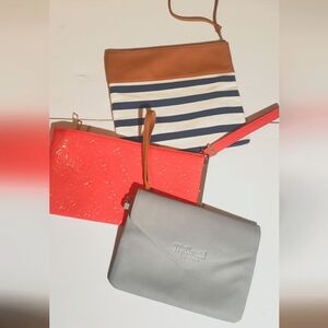 3 Clutches for summer, retreat, beach, hotel, blue, leather, brown
